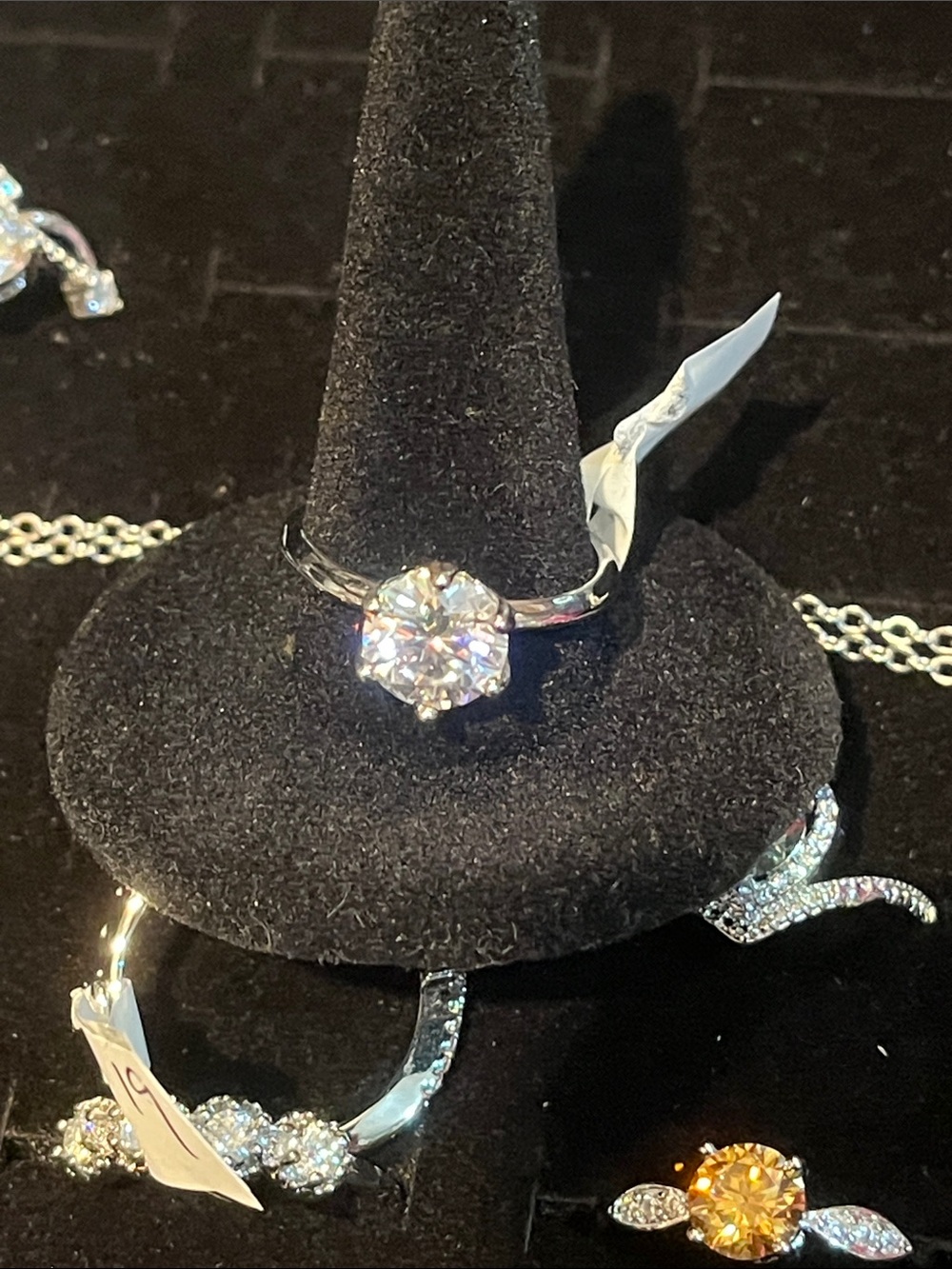 Sterling Silver Solitaire moisenitte Ring in White